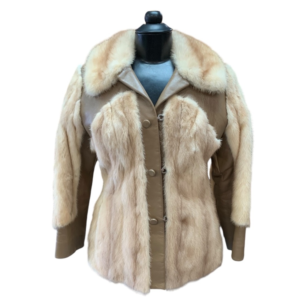 Genuine Fur Coat With Leather Trim